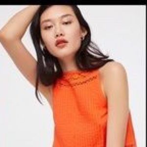 Free People crochet lace button back tank